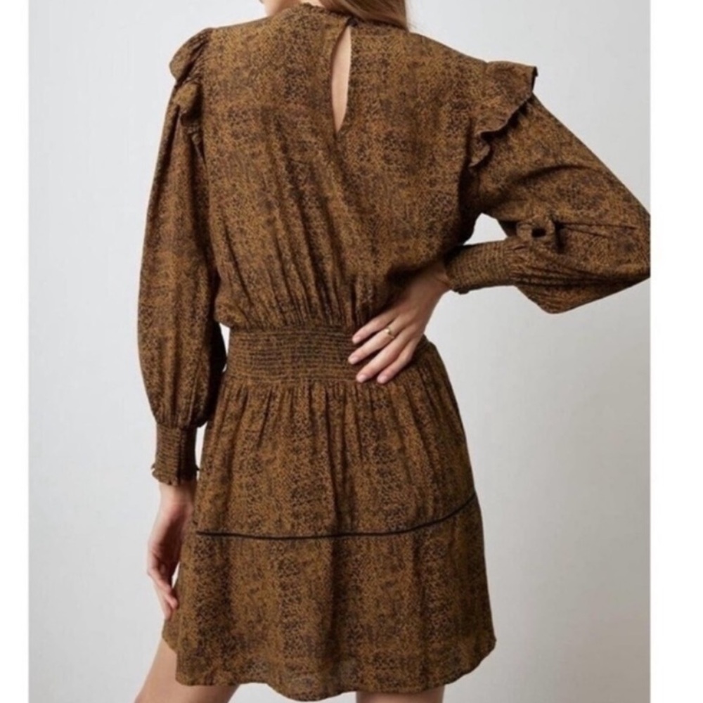 RAILS Faren Sepia Python Smocked Waist Ruffle Detail , long Sleeves Sz M - Picture 3 of 16